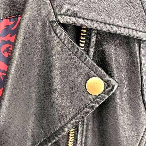 Free People Faux Leather Moto Jacket Zip Up Black - Picture 6 of 15